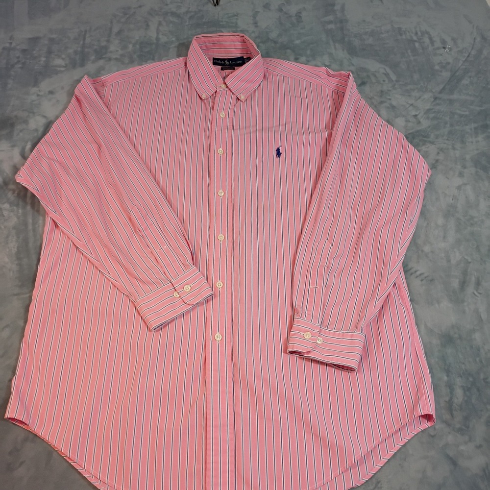 Ralph Lauren Yarmouth Mens 16 32/33 Striped Cotton Oxford Button Down Shirt